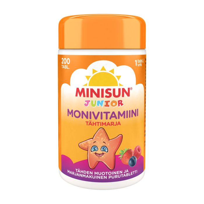 Minisun Monivitamiini Tähtimarja jr. 200 PURUTABL