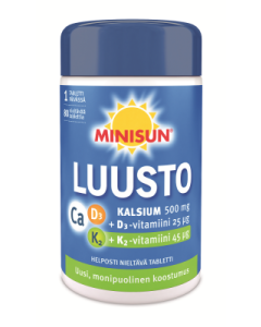 Minisun Kalsium 500 mg + K2 45 mikrog + D-vitamiini 25 mikrog 80 tabl