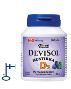 Devisol Mustikka 20 mikrog imeskelytabletti 200 kpl