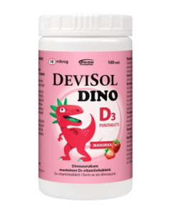 Devisol Dino mansikka 10 mikrog 100 purutabl