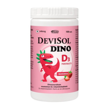 Devisol Dino mansikka 10 mikrog 100 purutabl