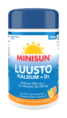 Minisun Luusto Kalsium 500 mg + D-vit. 20 mikrog 100 purutabl